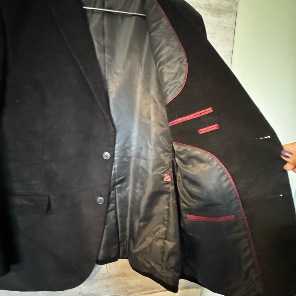ADOLFO Men's BLACK Corduroy LINED 2-Button SPORT COAT/BLAZER/JACKET Size 44R‎ - Picture 3 of 11